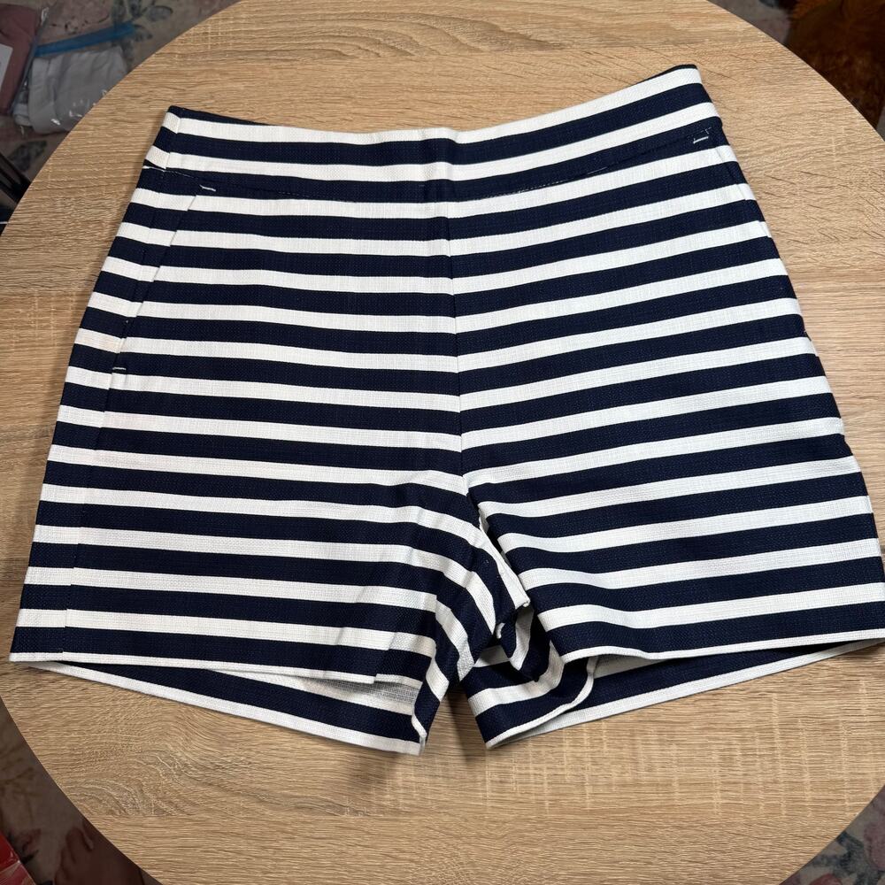 NWT J.Crew womens  Striped Basketweave Shorts navy and white size 8